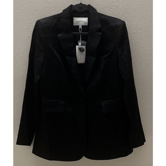 Lucy Paris BL-C959 Womens Sz XSmall Black Two Button Polyester Blend Blazer - Picture 1 of 7